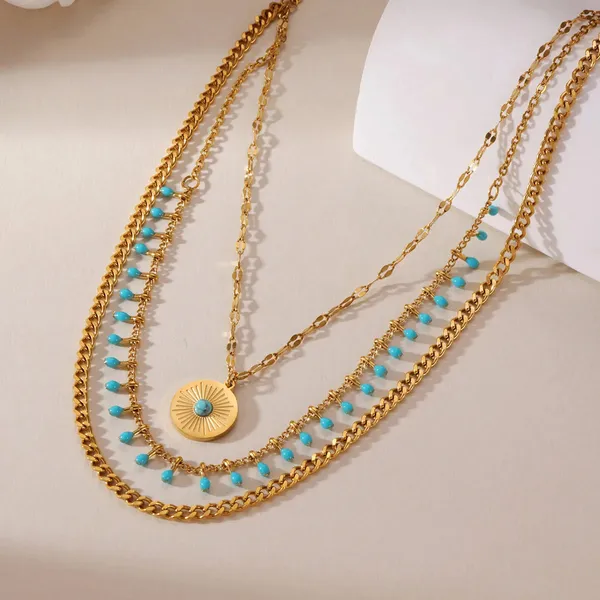 Gold_Spearmint_Three_Layer_Necklace_For_Women